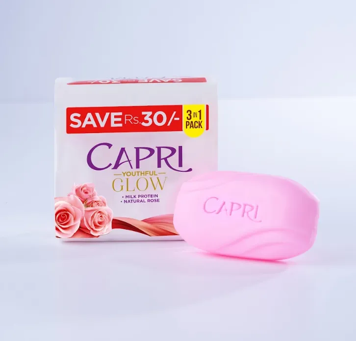Capri Youthful Glow Milk Protein Natural Rose Soap 150 gm (Pack of 3)